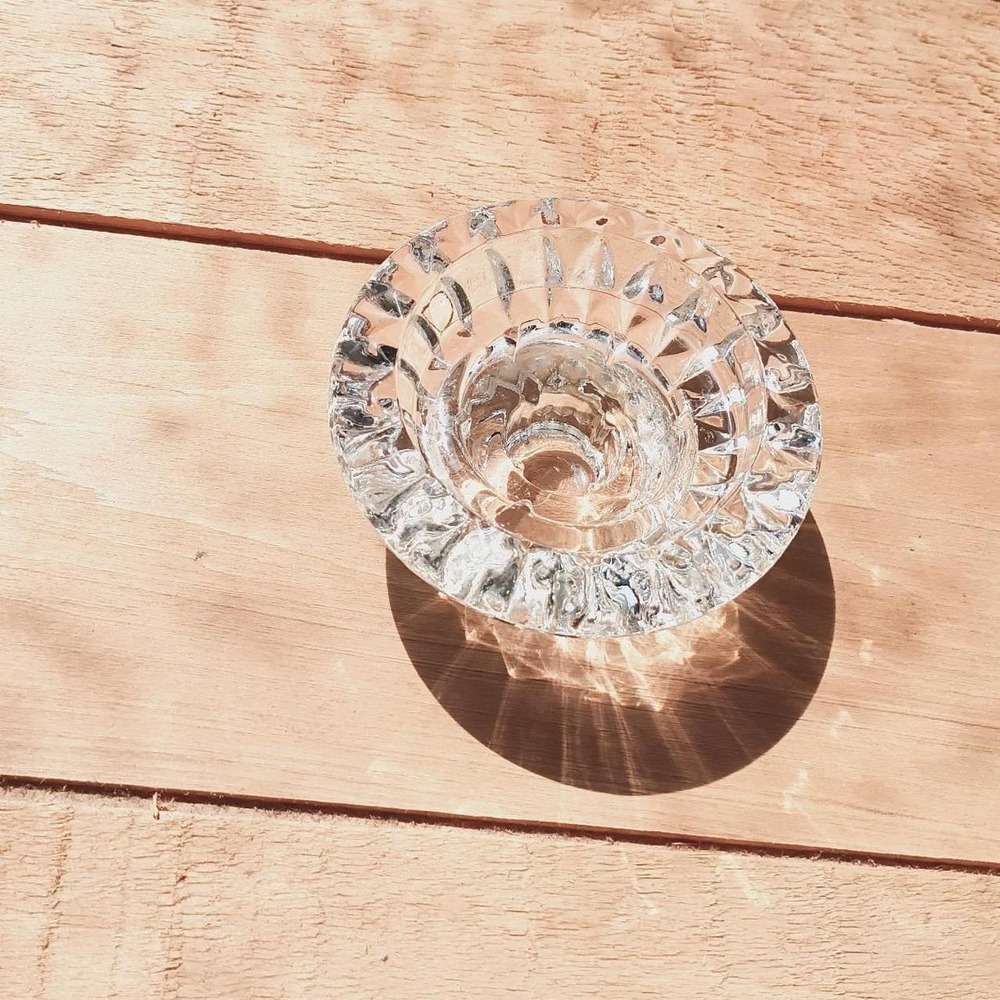 KIG Indonesia glass candle holder with cut crystal design
